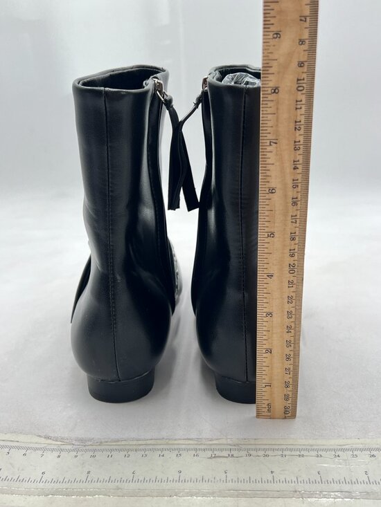 Pointed Toe Low Heels Ankle Boots Back With Zipper  Black Women Pointed Toe Ankle Boots Low Heel Buckle Strap Zipper Booties